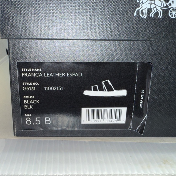 COACH Franca Black Leather Espadrille - Women’s Size 8.5 B With Box MSRP: $178 - Picture 8 of 8